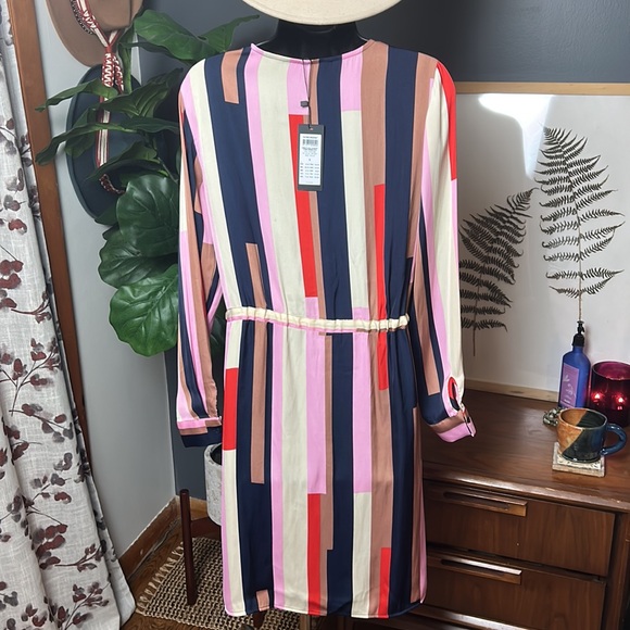 New Vero Moda Matilda Shirt Dress Drawstring Waist Long Sleeve Multi Color Dress - Picture 6 of 8